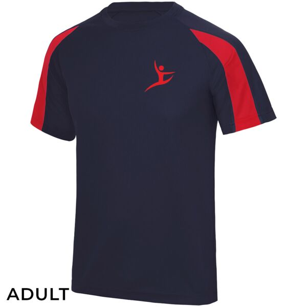 Adult Bulmershe Gymnastics Navy/Red Contrast T-Shirt Thumbnail