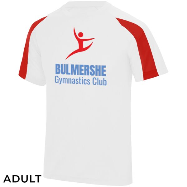 Adult Bulmershe Gymnastics White/Red Contrast T-Shirt Thumbnail